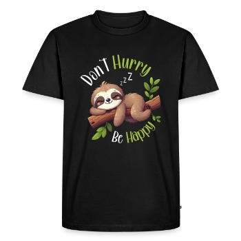 Don't Hurry Be Happy Cute Sleeping Sloth - Men's Premium Organic T-Shirt - black - Front - Nico (187cm)