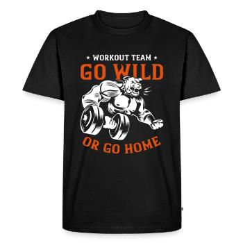 chien bulldogg gym - T-shirt Premium bio Homme - noir - Devant - Nico (187cm)