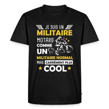 Militaire motard armée moto cadeau drôle - T-shirt Premium bio Homme - noir - Devant - Nico (187cm)