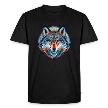 Faune gémétrique, loup, géo sauvage - T-shirt Premium bio Homme - noir - Devant - Nico (187cm)