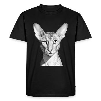 Drôle de chat oriental à poil court - T-shirt Premium bio Homme - noir - Devant - Nico (187cm)