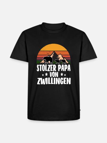 Zwillinge Papa Zwillingspapa - Männer Premium Bio T-Shirt - Schwarz