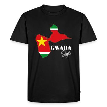 Gwada Style Carte Guadeloupe Drapeau - T-shirt Premium bio Homme - noir - Devant - Nico (187cm)