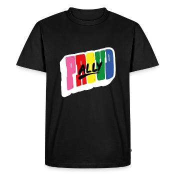 Fier allié dans la conception arc-en-ciel - T-shirt Premium bio Homme - noir - Devant - Nico (187cm)