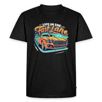 Life in the fast lane, sports car racing - Men's Premium Organic T-Shirt - black - Front - Nico (187cm)