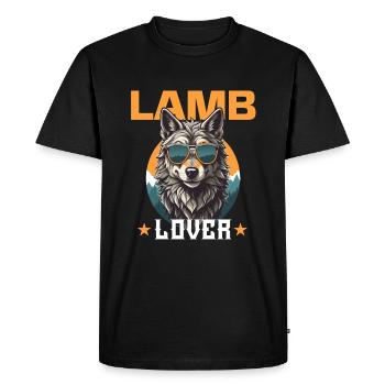 Funny Cool Wolf Lamb Lover - Men's Premium Organic T-Shirt - black - Front - Nico (187cm)