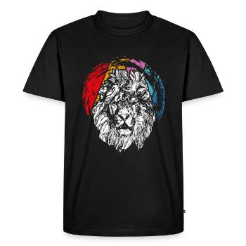 Tête de lion - T-shirt Premium bio Homme - noir - Devant - Nico (187cm)