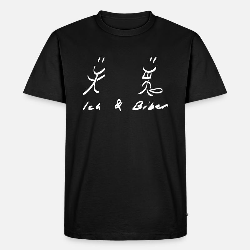 Ich & Biber Strichmännchen - Männer Premium Bio T-Shirt - Schwarz