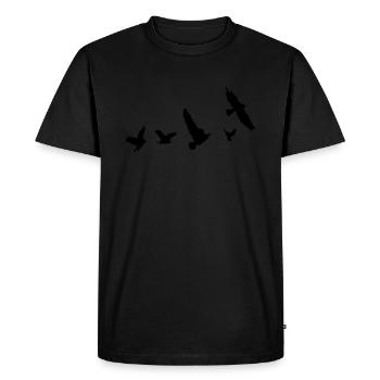 Oiseaux volant colombe - T-shirt Premium bio Homme - noir - Devant - Nico (187cm)