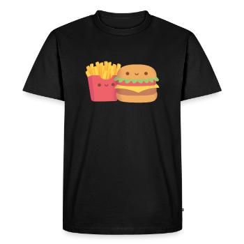 Cute French Fries And Burger Pair - Men's Premium Organic T-Shirt - black - Front - Nico (187cm)