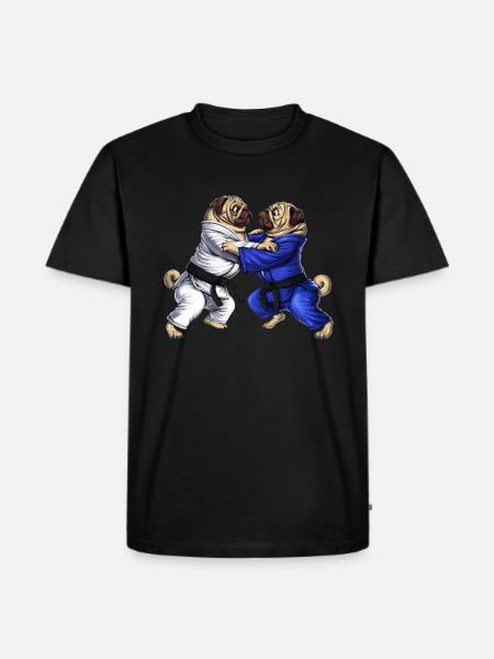 Möpse Jiu-Jitsu Ringer - Männer Premium Bio T-Shirt - Schwarz