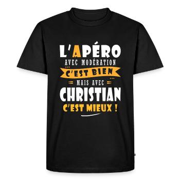 Christian Cadeau Humour cadeau christian - T-shirt Premium bio Homme - noir - Devant - Nico (187cm)