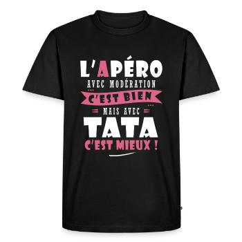 Tata Cadeau tati Humour cadeau tante - T-shirt Premium bio Homme - noir - Devant - Nico (187cm)