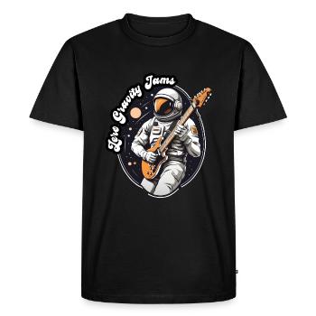 Space Astronaut Playing Electric Guitar Guitarist - Men's Premium Organic T-Shirt - black - Front - Nico (187cm)
