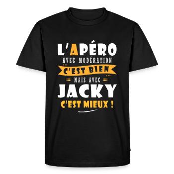 Jacky Cadeau Humour personnalisé cadeau jacky - T-shirt Premium bio Homme - noir - Devant - Nico (187cm)