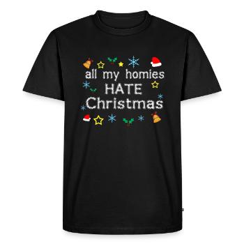 Tous mes amis détestent Noël - T-shirt Premium bio Homme - noir - Devant - Nico (187cm)