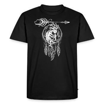 Kokopelli Dreamcatcher 2 en filigrane amérindien - T-shirt Premium bio Homme - noir - Devant - Nico (187cm)