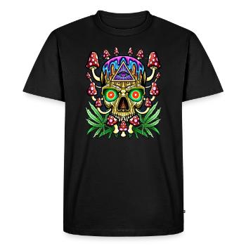 Magic Mushrooms Crâne - Psychédélique - T-shirt Premium bio Homme - noir - Devant - Nico (187cm)