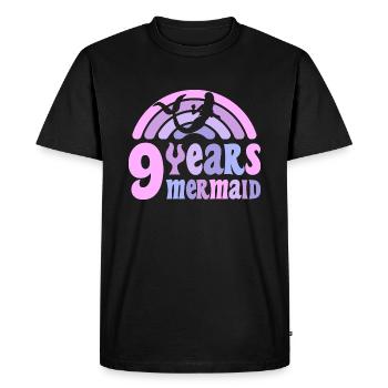 9 Anniversaire Fille 9 ans Sirène - T-shirt Premium bio Homme - noir - Devant - Nico (187cm)