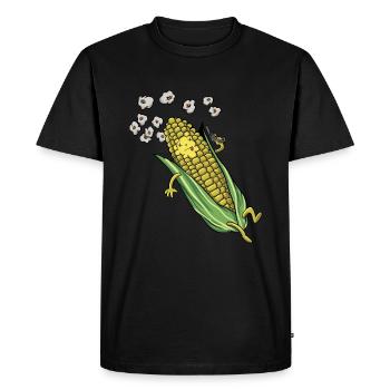 Funny Corn Grain T-Shirt Gift Funny Food - Men's Premium Organic T-Shirt - black - Front - Nico (187cm)