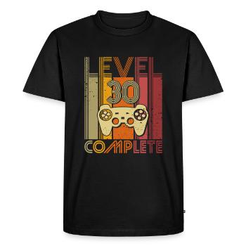 30.Anniversaire niveau 30 Complete 30 ans cadeau - T-shirt Premium bio Homme - noir - Devant - Nico (187cm)
