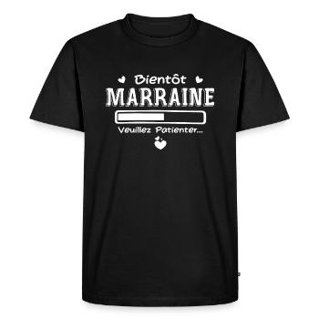 Bientôt marraine - Humour Marraine Future Marraine - T-shirt Premium bio Homme - noir - Devant - Nico (187cm)