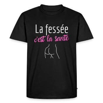 La fessée c'est la santé humour sexe drôle - T-shirt Premium bio Homme - noir - Devant - Nico (187cm)
