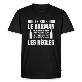Je suis le barman humour alcool règles drôles - T-shirt Premium bio Homme - noir - Devant - Nico (187cm)