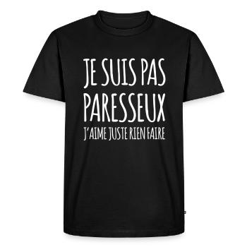 Je suis pas paresseux humour cadeau famille ado - T-shirt Premium bio Homme - noir - Devant - Nico (187cm)