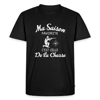Ma saison favorite c'est celle de la chasse humour - T-shirt Premium bio Homme - noir - Devant - Nico (187cm)