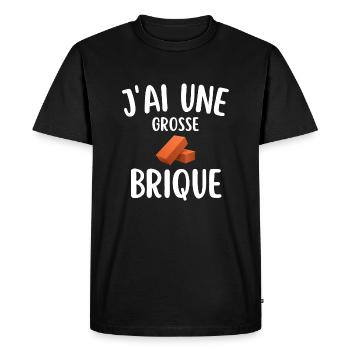 maçon brique humour - T-shirt Premium bio Homme - noir - Devant - Nico (187cm)