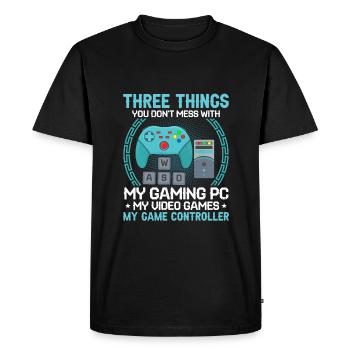 Trois choses ne gâchent pas mes jeux vidéo PC de jeu - T-shirt Premium bio Homme - noir - Devant - Nico (187cm)