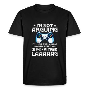 Ne pas argumenter, j’explique simplement pourquoi je suis mort lag - T-shirt Premium bio Homme - noir - Devant - Nico (187cm)