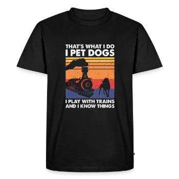 C’est ce que les chiens de compagnie jouent avec les trains miniatures - T-shirt Premium bio Homme - noir - Devant - Nico (187cm)