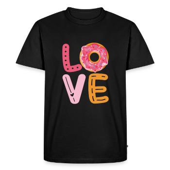 Donut d’amour - Donut Liebe - T-shirt Premium bio Homme - noir - Devant - Nico (187cm)