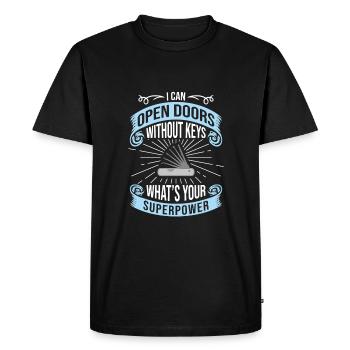I can open doors without keys, locksmith - Men's Premium Organic T-Shirt - black - Front - Nico (187cm)