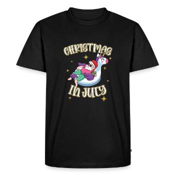 Drôle de Noël du Père Noël en juillet - T-shirt Premium bio Homme - noir - Devant - Nico (187cm)