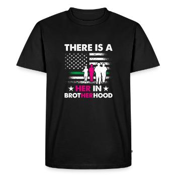 Il y a une elle dans la fraternité - Soldat - T-shirt Premium bio Homme - noir - Devant - Nico (187cm)