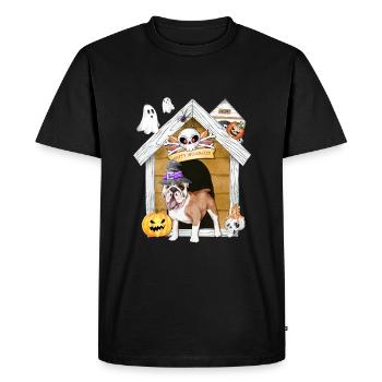 Halloween British Bulldog Chien Sorcière - T-shirt Premium bio Homme - noir - Devant - Nico (187cm)