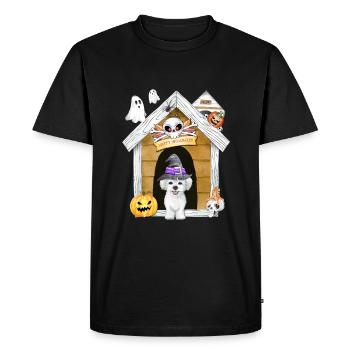Halloween Chien Maltais Sorcière - T-shirt Premium bio Homme - noir - Devant - Nico (187cm)