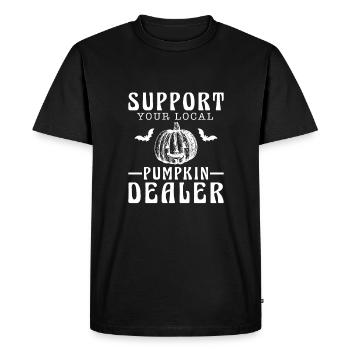 Soutenez votre revendeur de citrouilles local, Kürbis - T-shirt Premium bio Homme - noir - Devant - Nico (187cm)