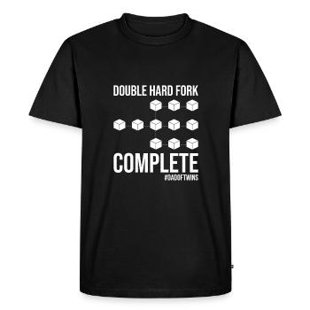 Double Hard Fork Blockchain complète Papa - T-shirt Premium bio Homme - noir - Devant - Nico (187cm)