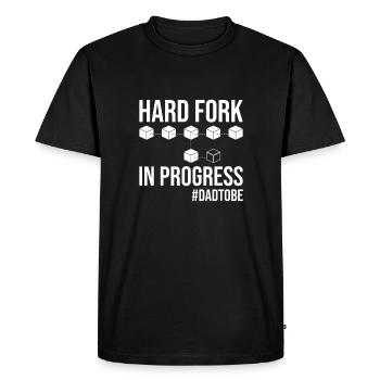 Hard Fork In Progress, Blockchain Pregnancy - Men's Premium Organic T-Shirt - black - Front - Nico (187cm)