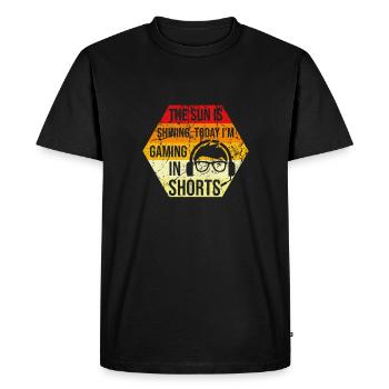 The Sun Is Shining Today Shorts de jeu, Jeux vidéo - T-shirt Premium bio Homme - noir - Devant - Nico (187cm)