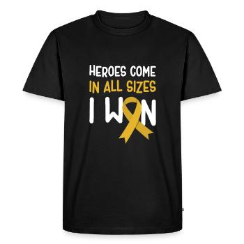 Heroes Come In all Sizes, Kids Cancer - Men's Premium Organic T-Shirt - black - Front - Nico (187cm)