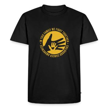 In This Family We Fight Together, Kids Cancer - Men's Premium Organic T-Shirt - black - Front - Nico (187cm)