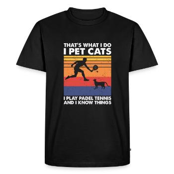 Je joue au padel tennis I Pet Cats, Padel Tennis - T-shirt Premium bio Homme - noir - Devant - Nico (187cm)
