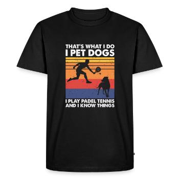 Je joue au padel tennis I chiens de compagnie, padel tennis - T-shirt Premium bio Homme - noir - Devant - Nico (187cm)