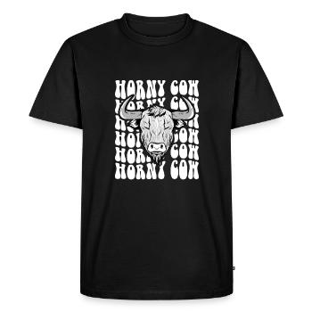 Horny Cow, Hairy Cow Scottish Highland Cattle - Men's Premium Organic T-Shirt - black - Front - Nico (187cm)