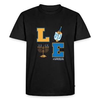 Amour Hanoukka, Juif Dreidel Menorah Hanoukka - T-shirt Premium bio Homme - noir - Devant - Nico (187cm)
